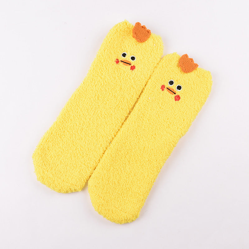 Coral Fleece Christmas Cartoon Terry Socks