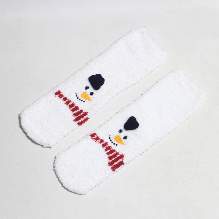 Coral Fleece Christmas Cartoon Terry Socks