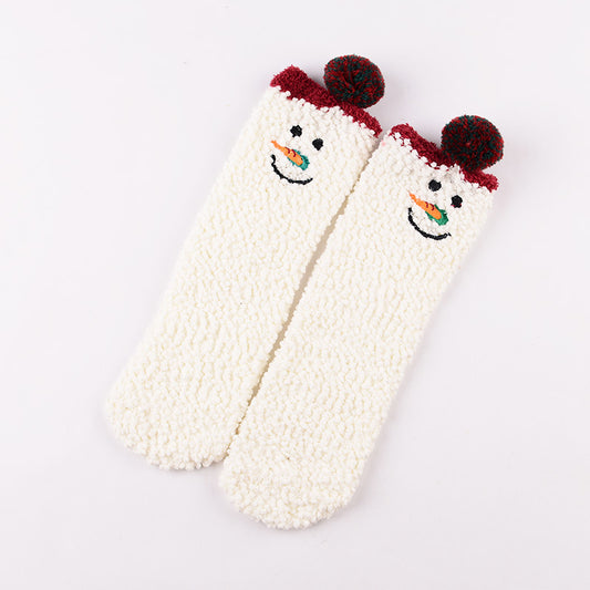 Coral Fleece Christmas Cartoon Terry Socks