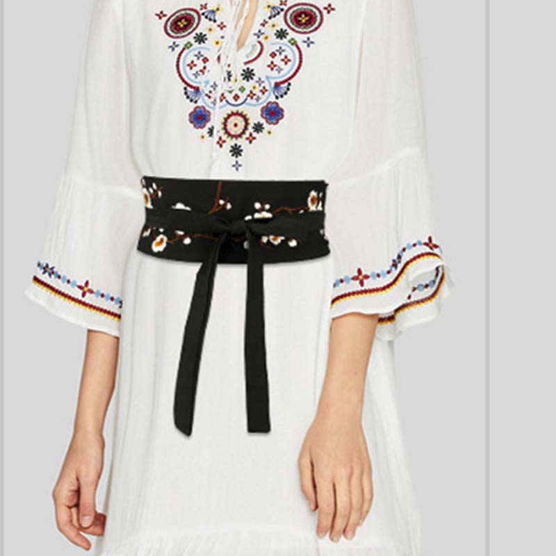 Fashion Embroidered Girdle Women's Wide Belt