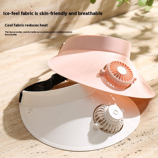 External Sun Protection Sun Hat Fan Three-gear Adjustable Lithium Battery USB Rechargeable Small Fan