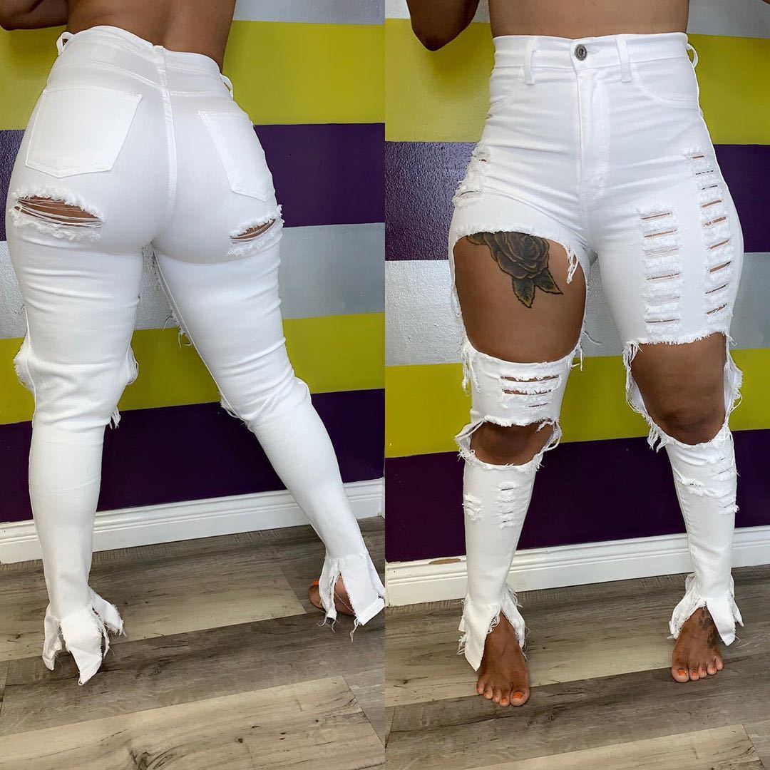 Ripped sommer nye split lange jeans