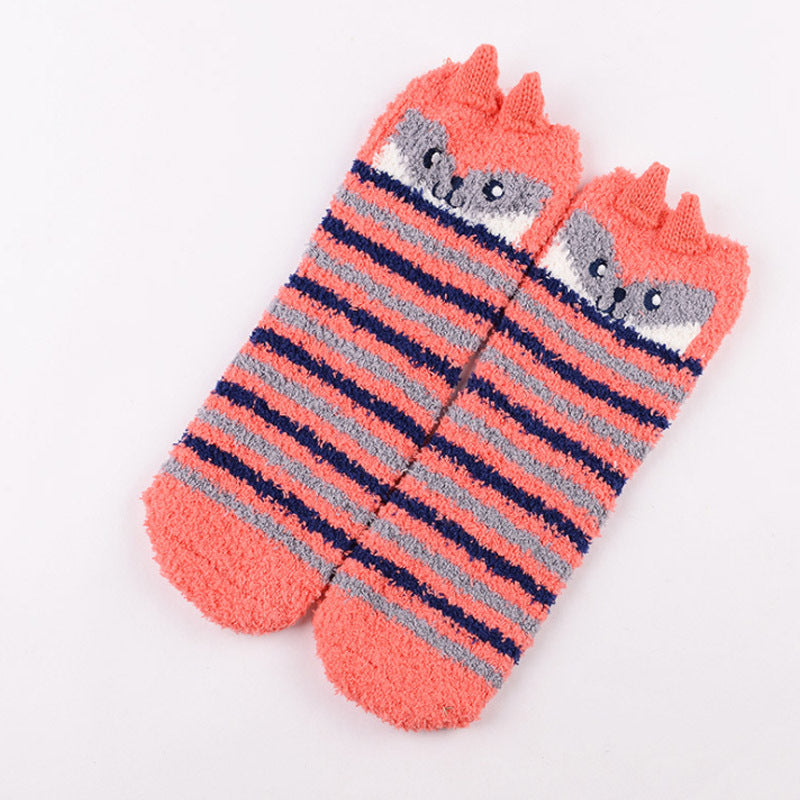Coral Fleece Christmas Cartoon Terry Socks