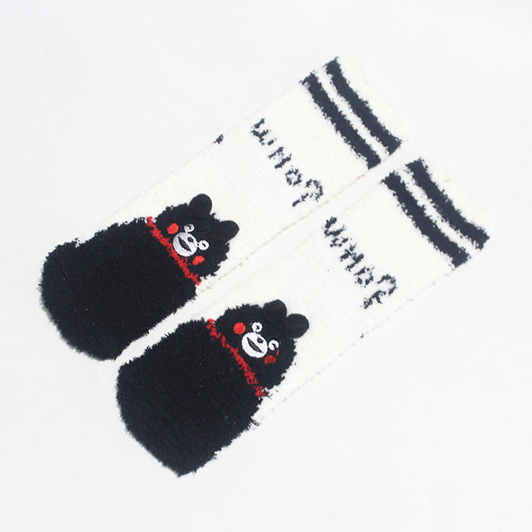 Coral Fleece Christmas Cartoon Terry Socks