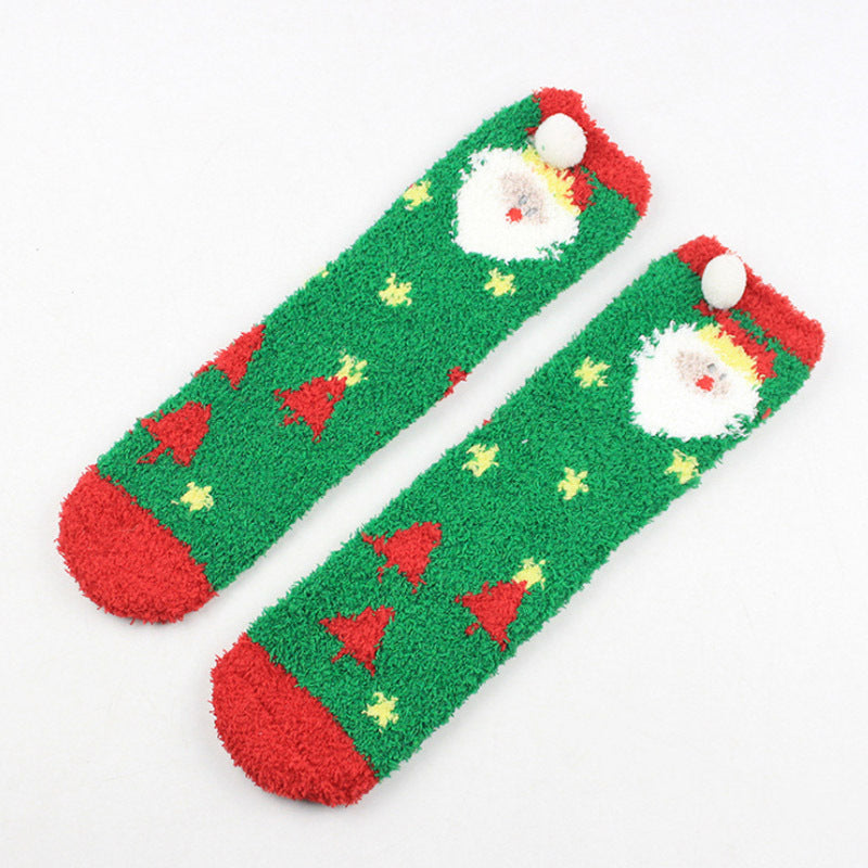 Coral Fleece Christmas Cartoon Terry Socks