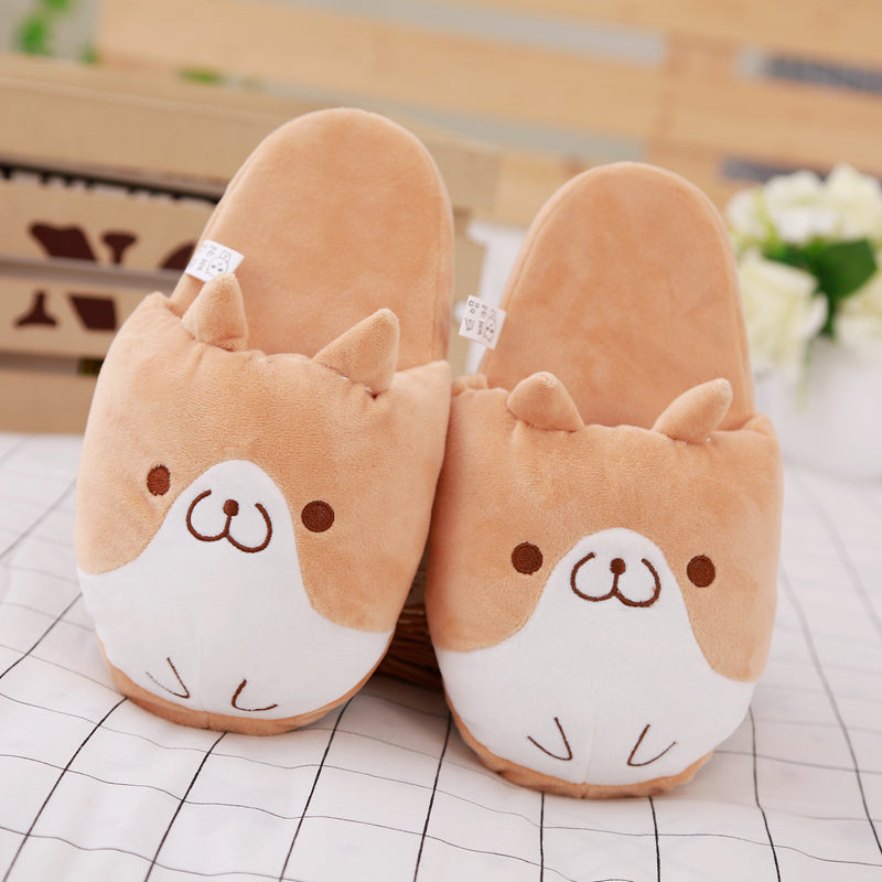 Winter Indoor Thickened Warmth Corgi Cotton Slippers