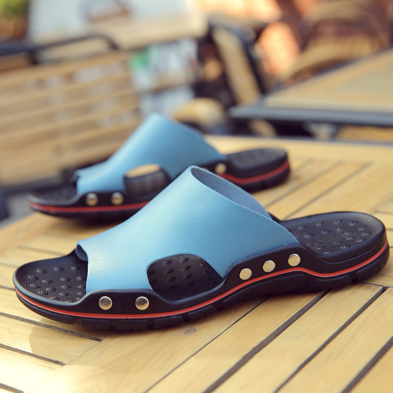 New Leisure Leather Cowhide Slippers For Summer