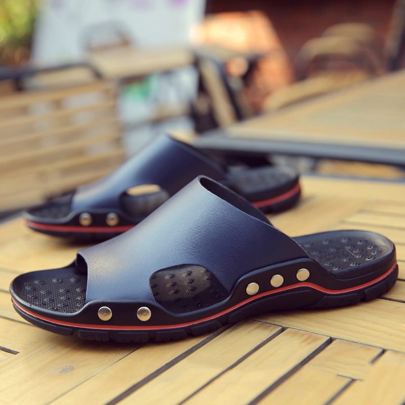 New Leisure Leather Cowhide Slippers For Summer
