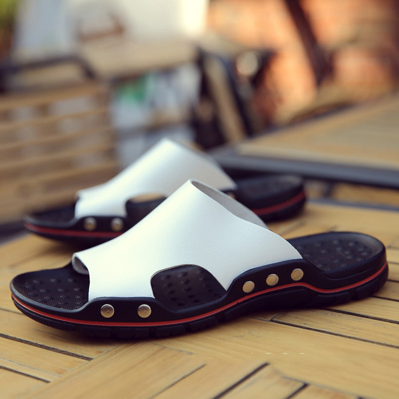 New Leisure Leather Cowhide Slippers For Summer