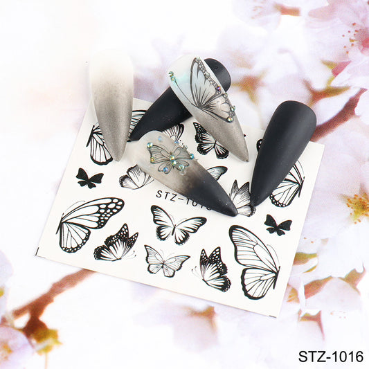 Vintage Watercolor Big Butterfly Net Red Nail Watermark Sticker
