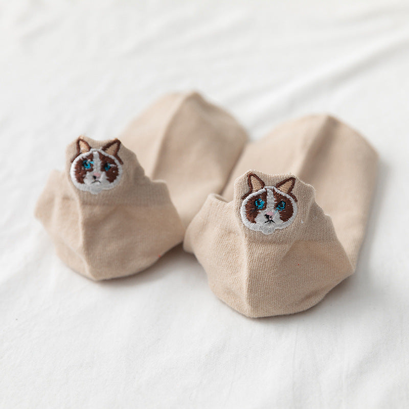 Ladies Socks Shallow Mouth Embroidered Cotton Socks