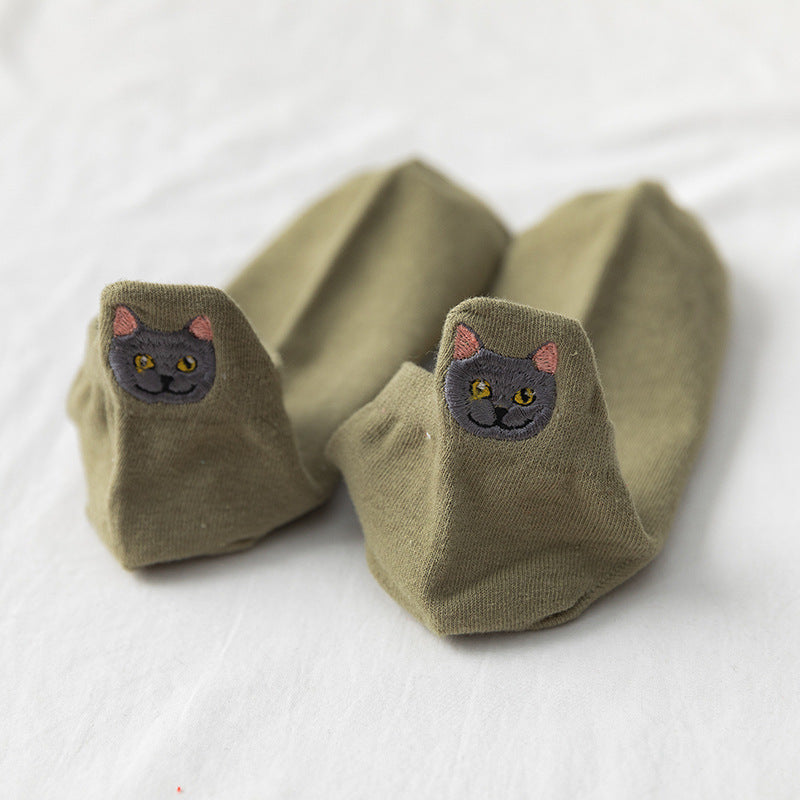 Ladies Socks Shallow Mouth Embroidered Cotton Socks