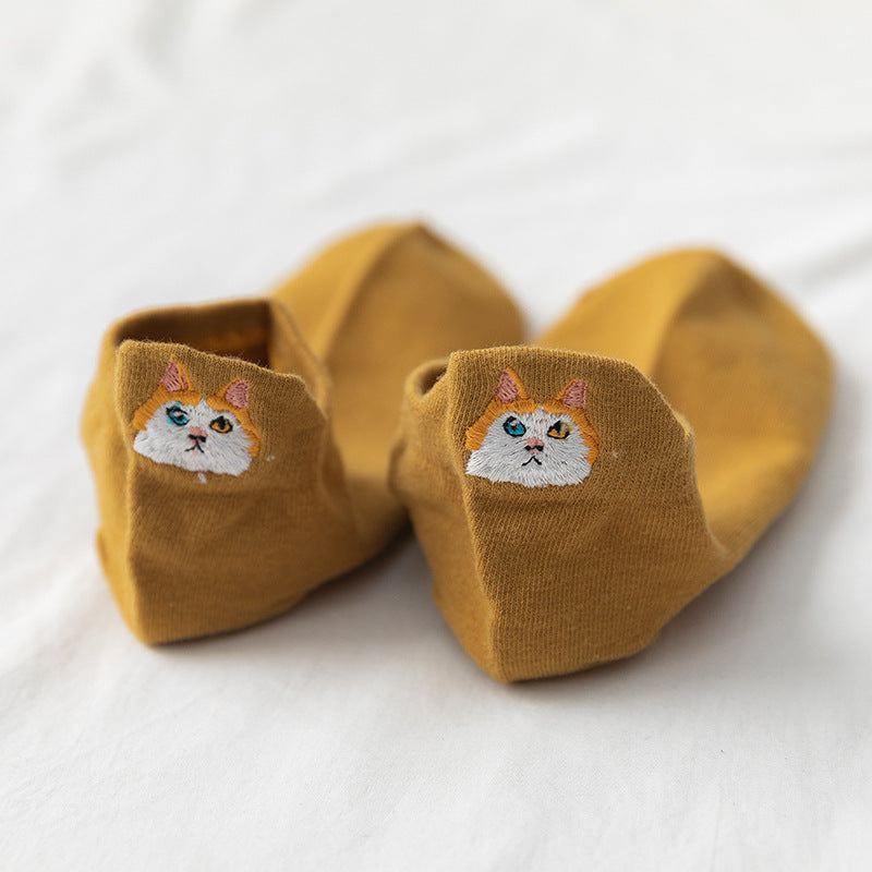 Ladies Socks Shallow Mouth Embroidered Cotton Socks