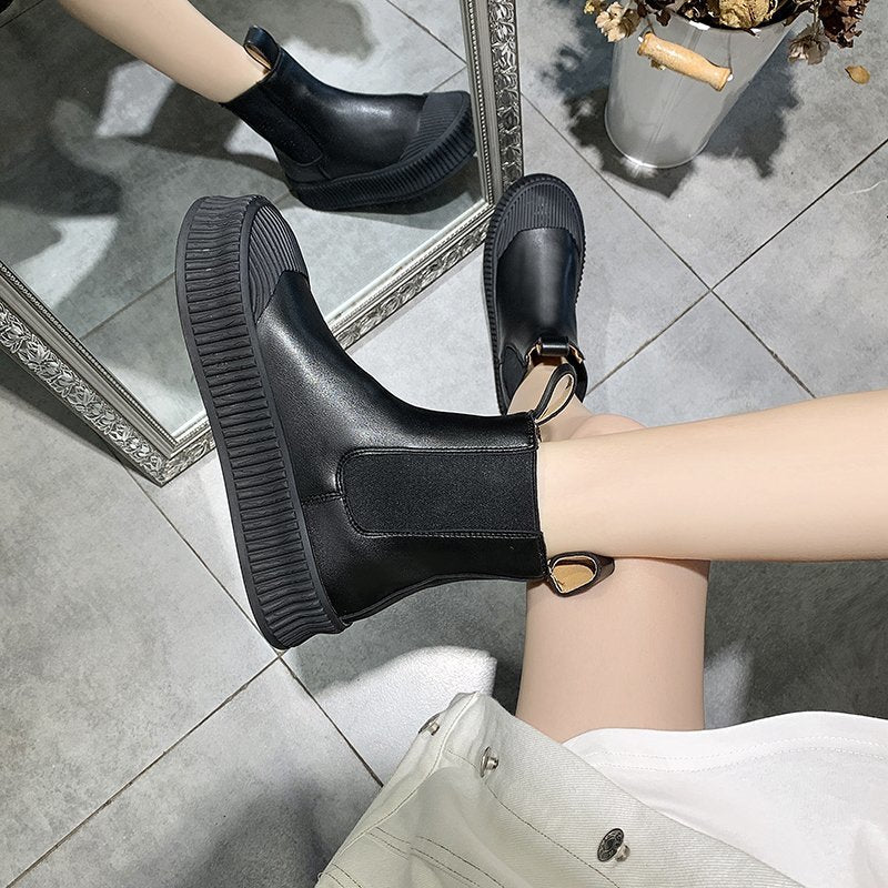 Round Head Set Foot Casual Martin Boots Soft Soles For Women