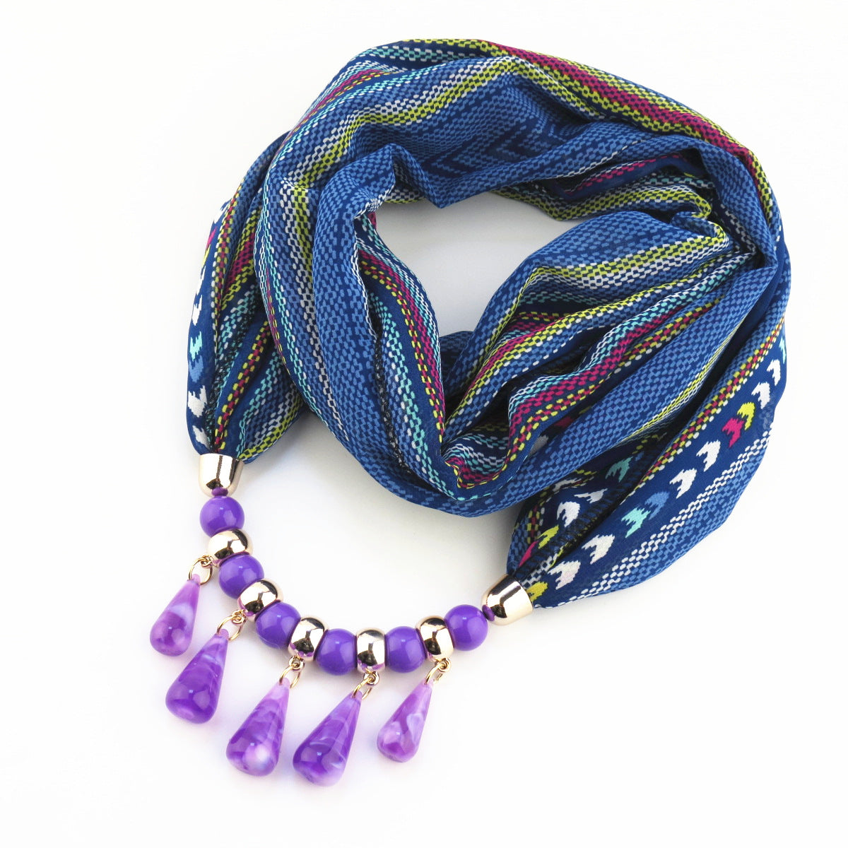 Acrylic Drop Beads Chiffon Round Necker