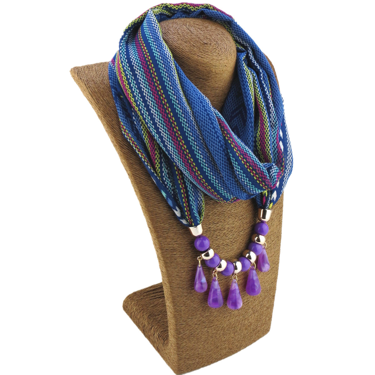 Acrylic Drop Beads Chiffon Round Necker