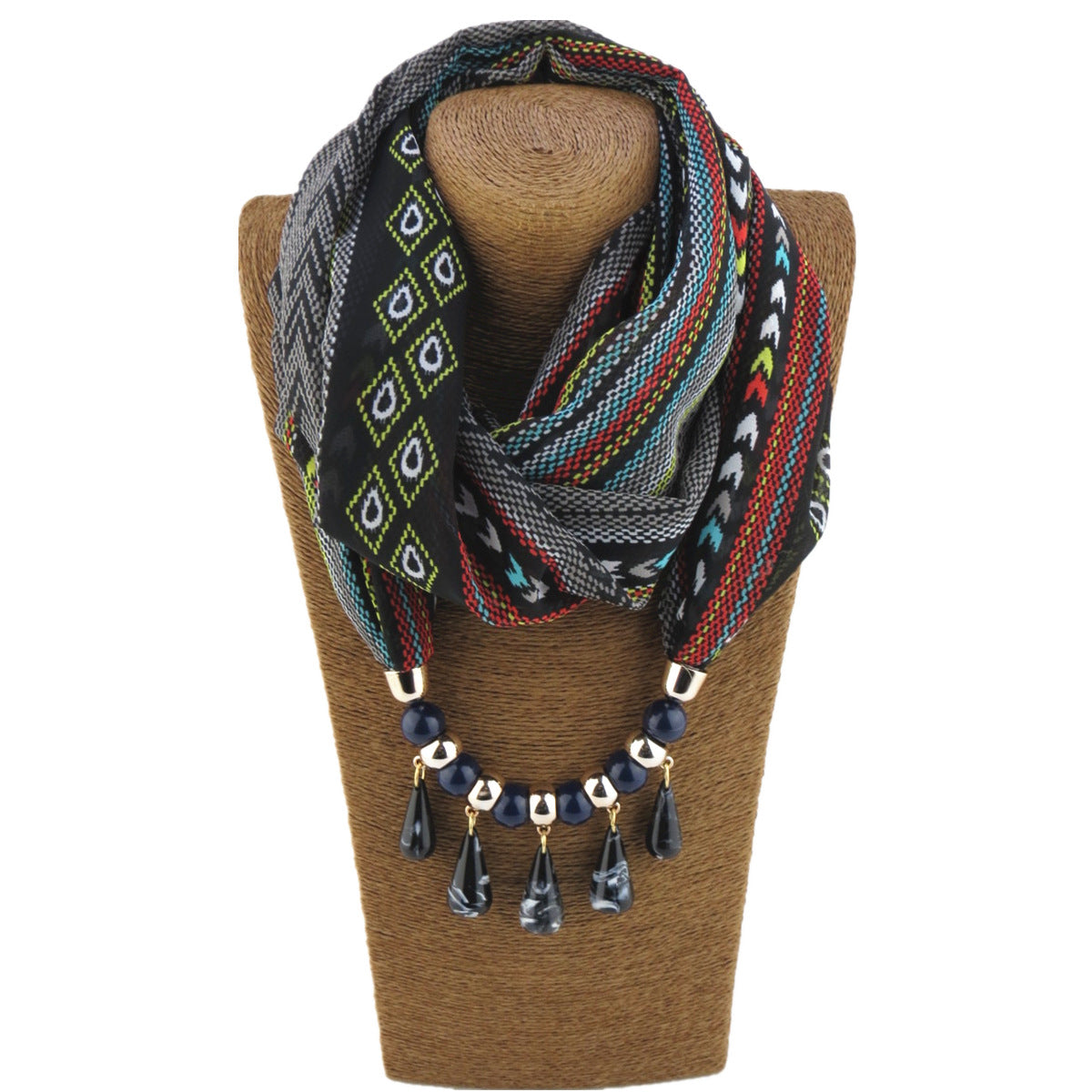 Acrylic Drop Beads Chiffon Round Necker