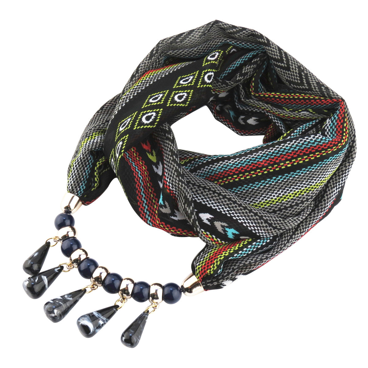 Acrylic Drop Beads Chiffon Round Necker