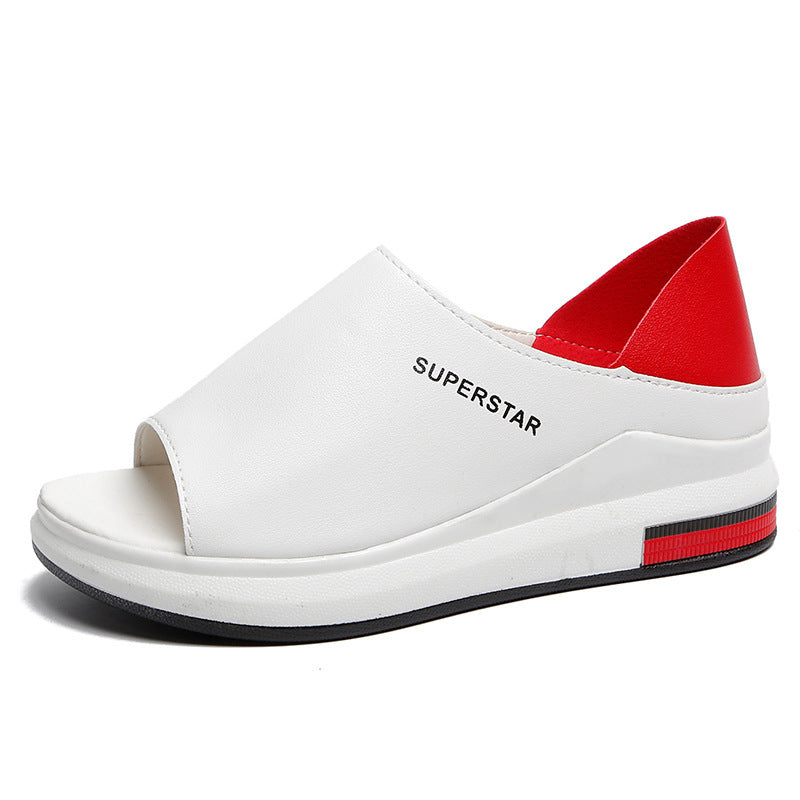 Summer Little White Shoes Women's Sponge Cake Slope with Fish Mouth Korean Version