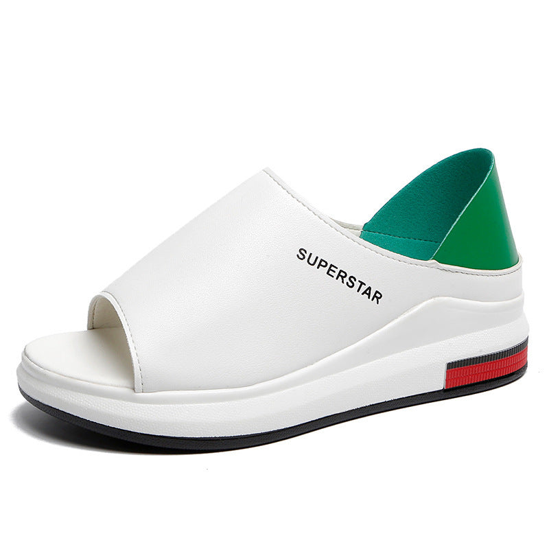 Summer Little White Shoes Women's Sponge Cake Slope with Fish Mouth Korean Version