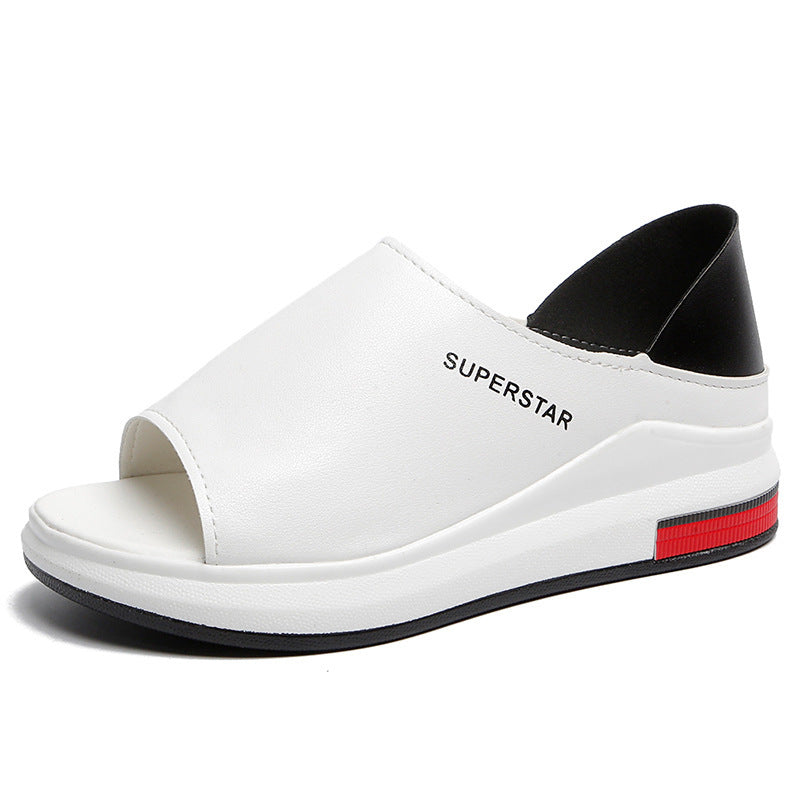 Summer Little White Shoes Women's Sponge Cake Slope with Fish Mouth Korean Version