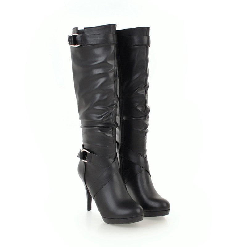 Fashionable And Simple High-Heeled Platform Stiletto Boots