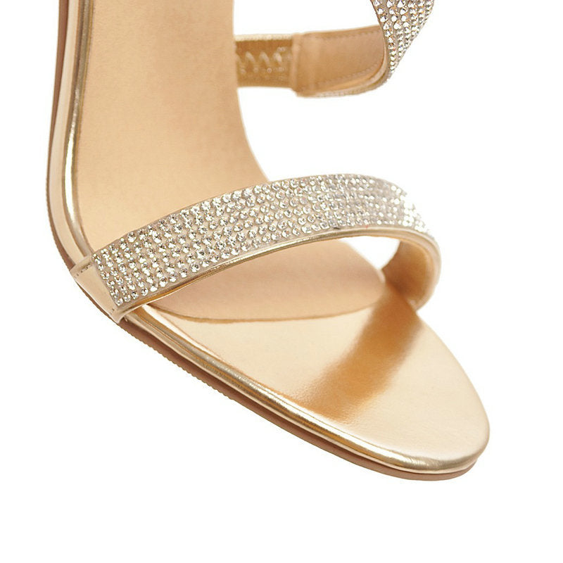 Sexy Open-Toed High Heels With Rhinestone Stiletto Cross Straps