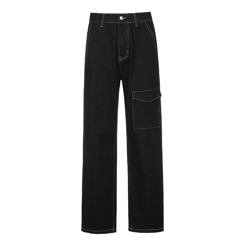 Drape Loose High-rise Straight-leg Jeans