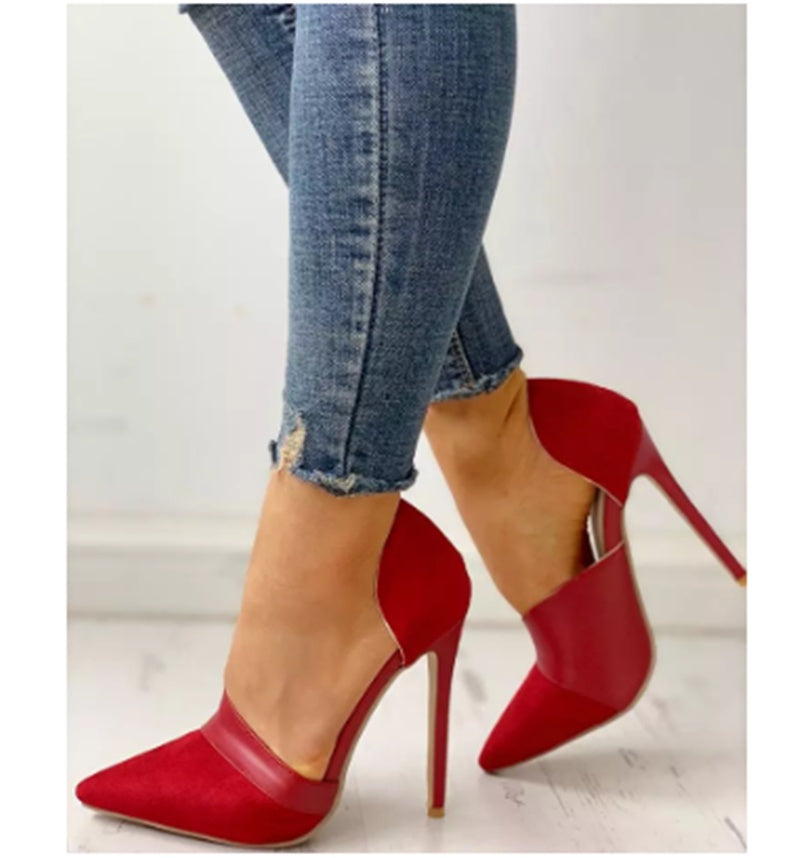 Leopard Print Women's Shoes Stiletto Suede Shallow Mouth Side Empty Bag Heel Shoes