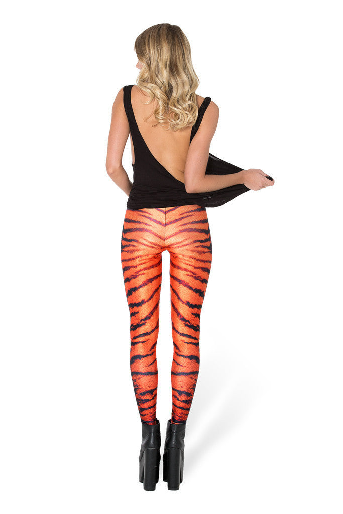 Starry Sky Orange Leopard Print Stretch Leggings Yoga Pants