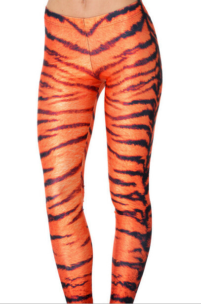 Starry Sky Orange Leopard Print Stretch Leggings Yoga Pants