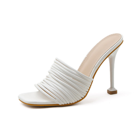 Women's Shoes With Thin Square Toe High Heels And Sandals
