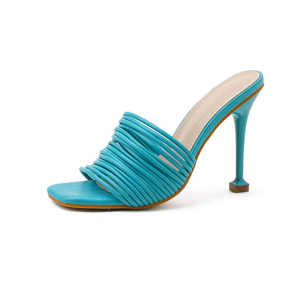 Women's Shoes With Thin Square Toe High Heels And Sandals