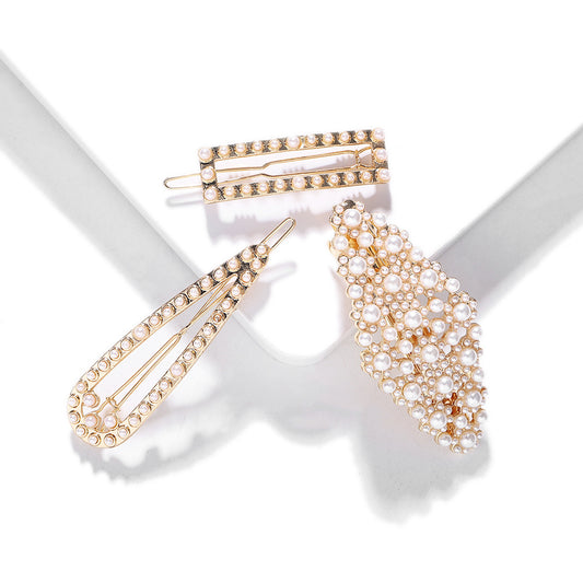 Fashion Word Clip Alloy Inlaid Pearl Hairpin