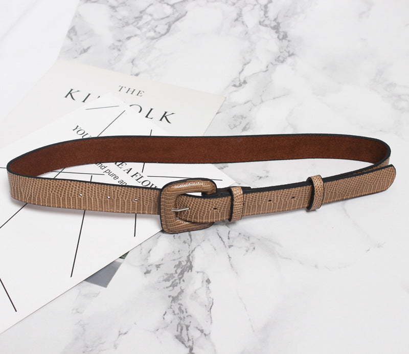 Fashion Simple All-match Crocodile Pattern Casual Belt Belt