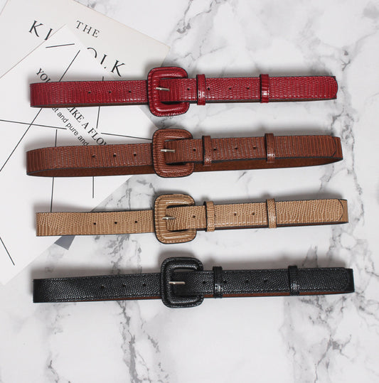 Fashion Simple All-match Crocodile Pattern Casual Belt Belt