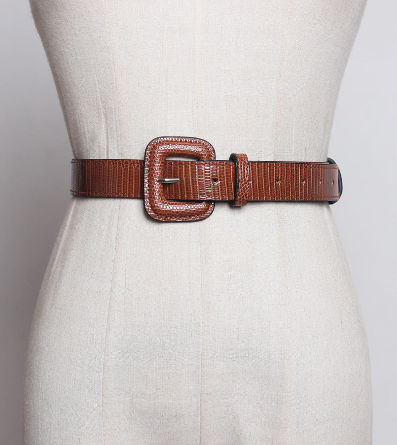 Fashion Simple All-match Crocodile Pattern Casual Belt Belt