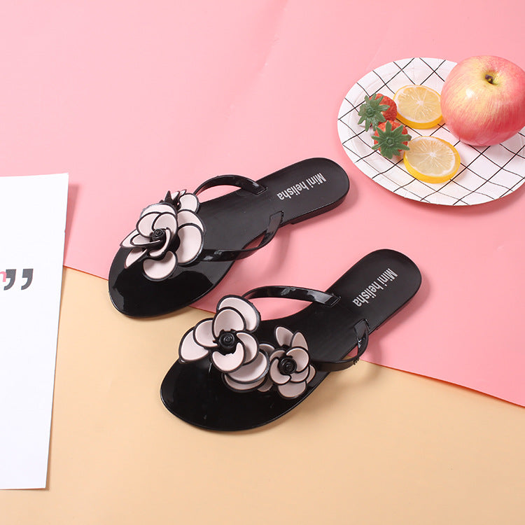 Casual Indoor And Outdoor Wear Flat-Bottomed Flower Beach Sandals And Slippers