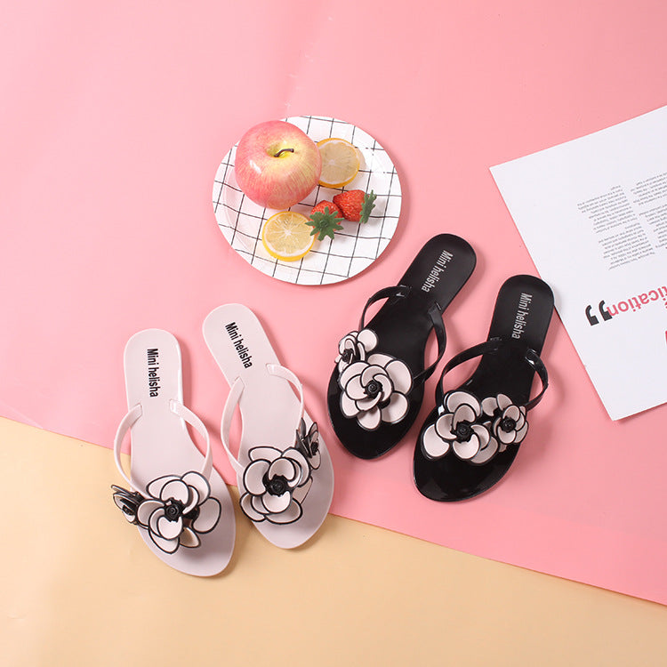Casual Indoor And Outdoor Wear Flat-Bottomed Flower Beach Sandals And Slippers