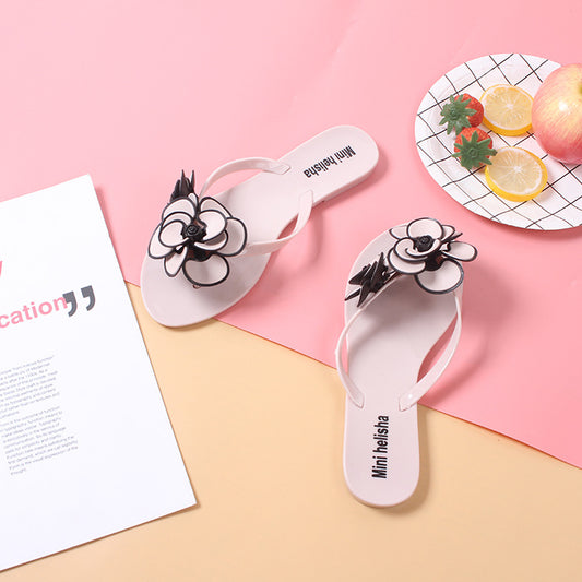 Casual Indoor And Outdoor Wear Flat-Bottomed Flower Beach Sandals And Slippers
