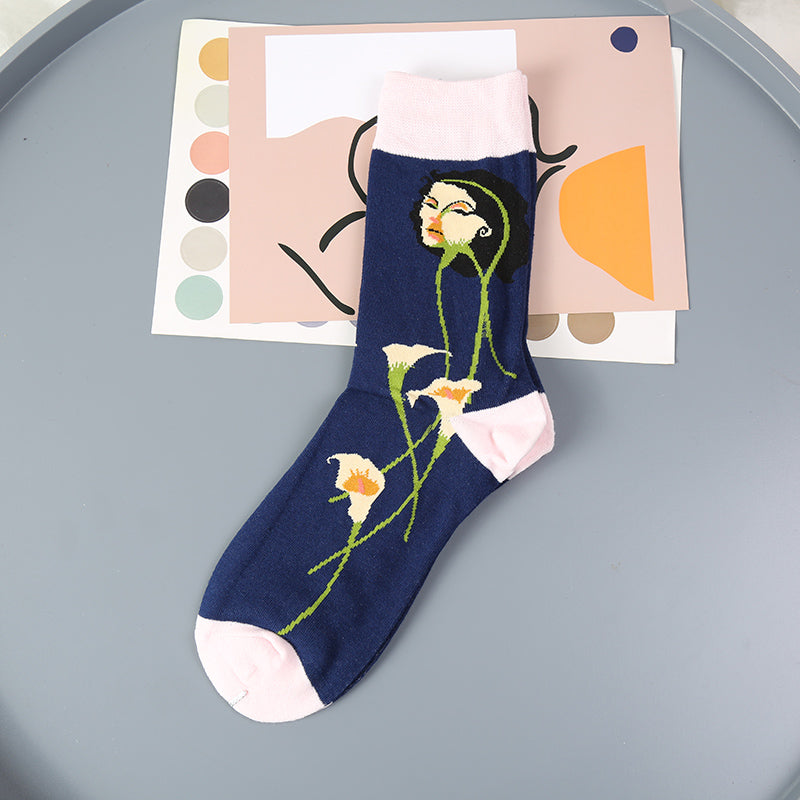 Niche Pure Cotton Pile Socks Street Color Matching Socks