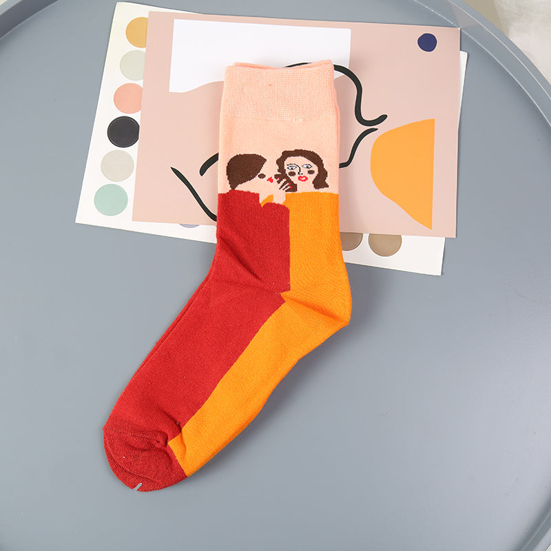 Niche Pure Cotton Pile Socks Street Color Matching Socks