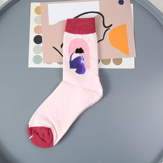 Niche Pure Cotton Pile Socks Street Color Matching Socks