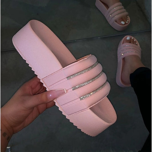 New European And American Fashion Rhinestone Sponge Cake Platform Sandals