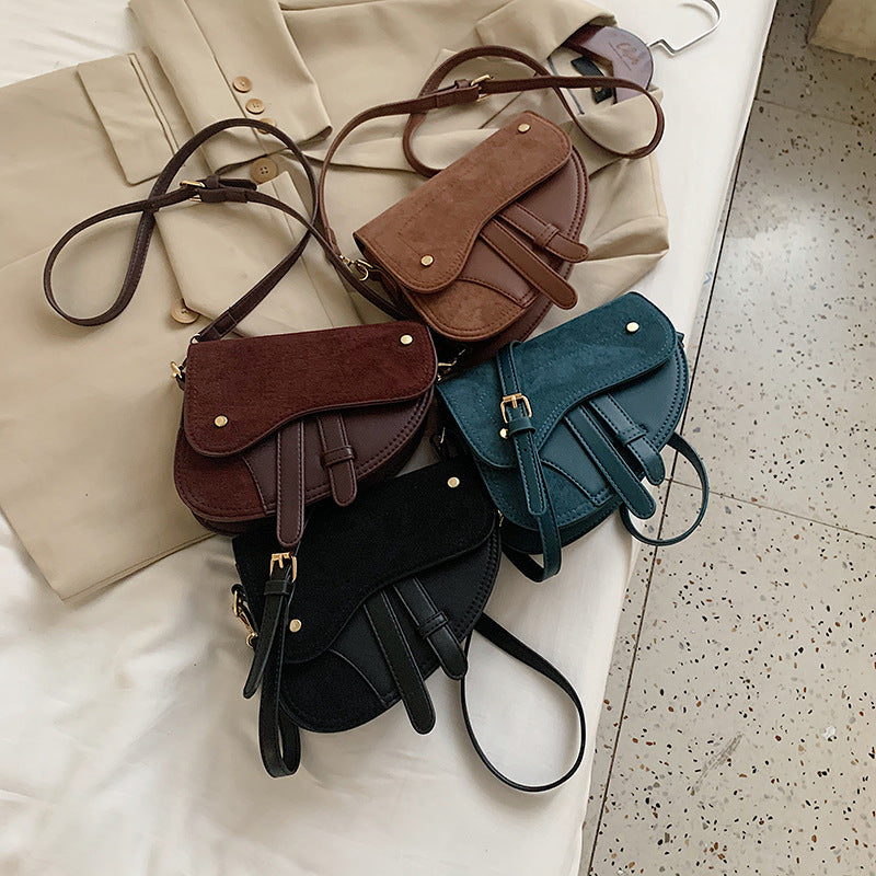 Women's solid horseshoe bag One Shoulder Messenger Bag