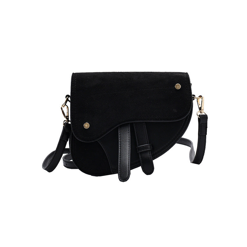Women's solid horseshoe bag One Shoulder Messenger Bag