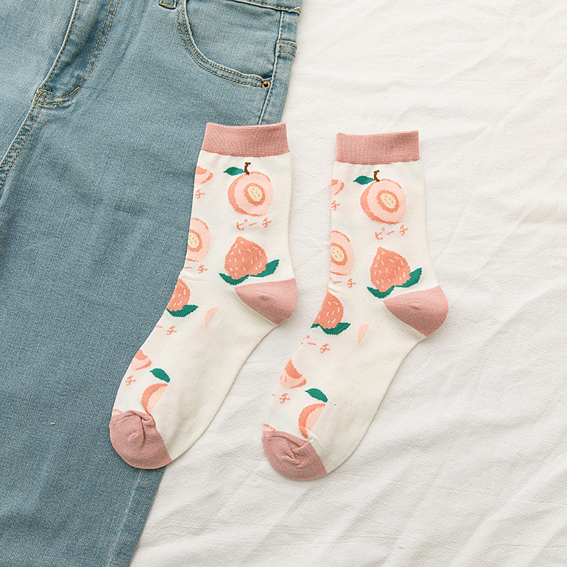 Ladies Japanese Cute Fruit Cotton Socks