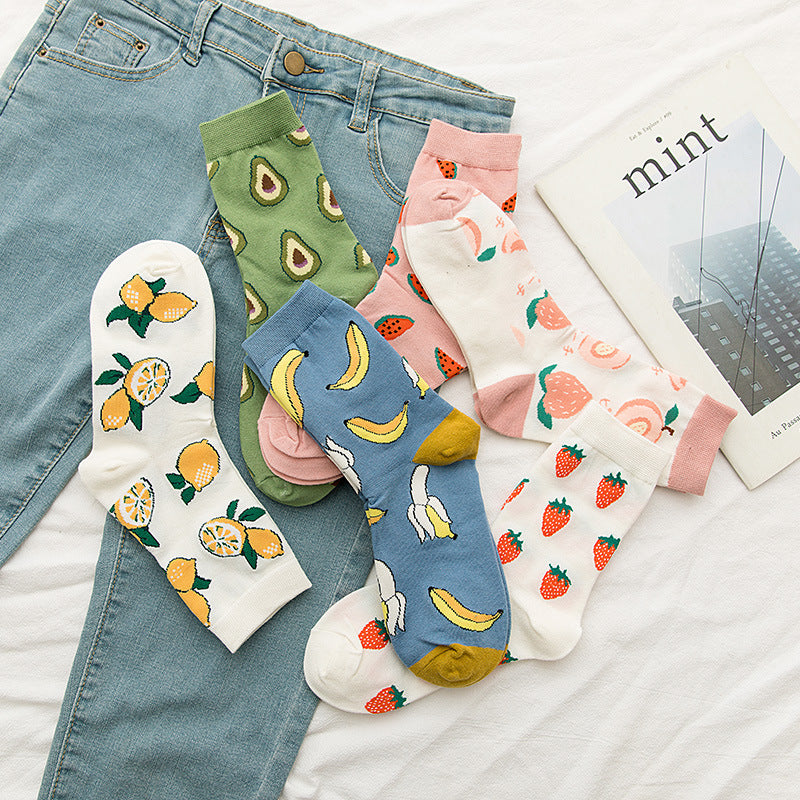 Ladies Japanese Cute Fruit Cotton Socks