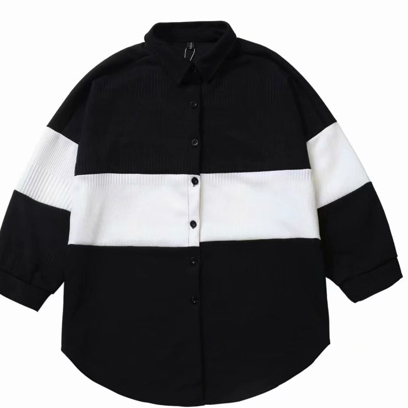 Fashion Men's Loose Stitching Woolen Coat