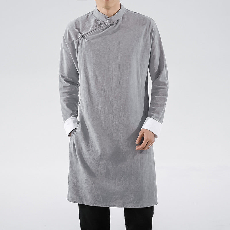 Chinese Style Oblique Flap Buckle Men's Clothing